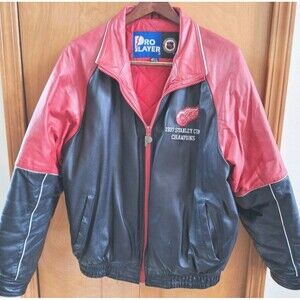 Men's VTG Pro Player Detroit Red Wings 1997 Stanley Cup Champs Leather Jacket XL